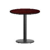 24'' Round Mahogany Laminate Table Top with 18'' Round Table Height Base, XU-RD-24-MAHTB-TR18-GG