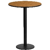 24'' Round Natural Laminate Table Top with 18'' Round Bar Height Table Base, XU-RD-24-NATTB-TR18B-GG