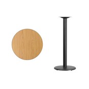 24'' Round Natural Laminate Table Top with 18'' Round Bar Height Table Base, XU-RD-24-NATTB-TR18B-GG