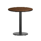 24'' Round Walnut Laminate Table Top with 18'' Round Table Height Base, XU-RD-24-WALTB-TR18-GG