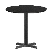 30'' Round Black Laminate Table Top with 22'' x 22'' Table Height Base, XU-RD-30-BLKTB-T2222-GG