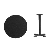 30'' Round Black Laminate Table Top with 22'' x 22'' Table Height Base, XU-RD-30-BLKTB-T2222-GG