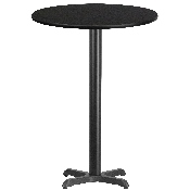 30'' Round Black Laminate Table Top with 22'' x 22'' Bar Height Table Base, XU-RD-30-BLKTB-T2222B-GG