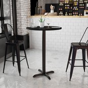 30'' Round Black Laminate Table Top with 22'' x 22'' Bar Height Table Base, XU-RD-30-BLKTB-T2222B-GG