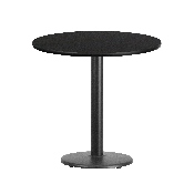 30'' Round Black Laminate Table Top with 18'' Round Table Height Base, XU-RD-30-BLKTB-TR18-GG