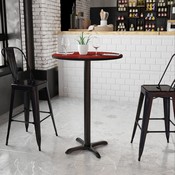 30'' Round Mahogany Laminate Table Top with 22'' x 22'' Bar Height Table Base, XU-RD-30-MAHTB-T2222B-GG
