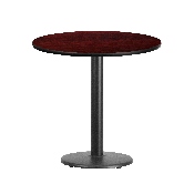 30'' Round Mahogany Laminate Table Top with 18'' Round Table Height Base, XU-RD-30-MAHTB-TR18-GG
