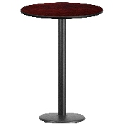 30'' Round Mahogany Laminate Table Top with 18'' Round Bar Height Table Base, XU-RD-30-MAHTB-TR18B-GG