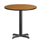 30'' Round Natural Laminate Table Top with 22'' x 22'' Table Height Base, XU-RD-30-NATTB-T2222-GG