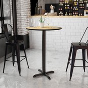 30'' Round Natural Laminate Table Top with 22'' x 22'' Bar Height Table Base, XU-RD-30-NATTB-T2222B-GG