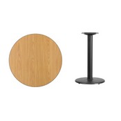 30'' Round Natural Laminate Table Top with 18'' Round Table Height Base, XU-RD-30-NATTB-TR18-GG