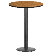 30'' Round Natural Laminate Table Top with 18'' Round Bar Height Table Base, XU-RD-30-NATTB-TR18B-GG