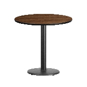 30'' Round Walnut Laminate Table Top with 18'' Round Table Height Base, XU-RD-30-WALTB-TR18-GG