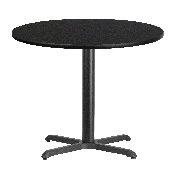 36'' Round Black Laminate Table Top with 30'' x 30'' Table Height Base, XU-RD-36-BLKTB-T3030-GG