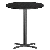 36'' Round Black Laminate Table Top with 30'' x 30'' Bar Height Table Base, XU-RD-36-BLKTB-T3030B-GG