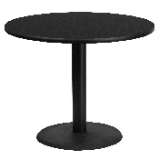 36'' Round Black Laminate Table Top with 24'' Round Table Height Base, XU-RD-36-BLKTB-TR24-GG
