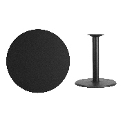 36'' Round Black Laminate Table Top with 24'' Round Table Height Base, XU-RD-36-BLKTB-TR24-GG