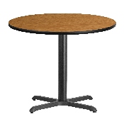 36'' Round Natural Laminate Table Top with 30'' x 30'' Table Height Base, XU-RD-36-NATTB-T3030-GG