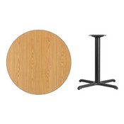 36'' Round Natural Laminate Table Top with 30'' x 30'' Table Height Base, XU-RD-36-NATTB-T3030-GG