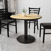36'' Round Natural Laminate Table Top with 24'' Round Table Height Base, XU-RD-36-NATTB-TR24-GG