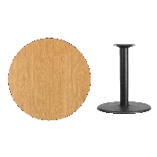 36'' Round Natural Laminate Table Top with 24'' Round Table Height Base, XU-RD-36-NATTB-TR24-GG