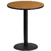 36'' Round Natural Laminate Table Top with 24'' Round Bar Height Table Base, XU-RD-36-NATTB-TR24B-GG