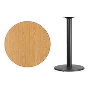 36'' Round Natural Laminate Table Top with 24'' Round Bar Height Table Base, XU-RD-36-NATTB-TR24B-GG