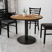 36'' Round Walnut Laminate Table Top with 24'' Round Table Height Base, XU-RD-36-WALTB-TR24-GG