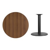 36'' Round Walnut Laminate Table Top with 24'' Round Table Height Base, XU-RD-36-WALTB-TR24-GG