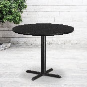 42'' Round Black Laminate Table Top with 33'' x 33'' Table Height Base, XU-RD-42-BLKTB-T3333-GG