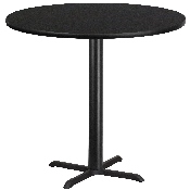 42'' Round Black Laminate Table Top with 33'' x 33'' Bar Height Table Base, XU-RD-42-BLKTB-T3333B-GG