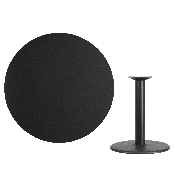 42'' Round Black Laminate Table Top with 24'' Round Table Height Base, XU-RD-42-BLKTB-TR24-GG