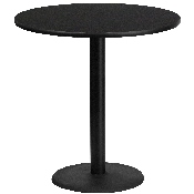 42'' Round Black Laminate Table Top with 24'' Round Bar Height Table Base, XU-RD-42-BLKTB-TR24B-GG