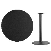 42'' Round Black Laminate Table Top with 24'' Round Bar Height Table Base, XU-RD-42-BLKTB-TR24B-GG