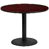 42'' Round Mahogany Laminate Table Top with 24'' Round Table Height Base, XU-RD-42-MAHTB-TR24-GG