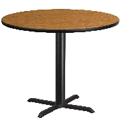 42'' Round Natural Laminate Table Top with 33'' x 33'' Table Height Base, XU-RD-42-NATTB-T3333-GG