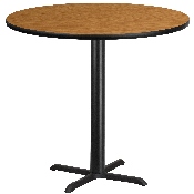 42'' Round Natural Laminate Table Top with 33'' x 33'' Bar Height Table Base, XU-RD-42-NATTB-T3333B-GG