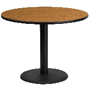 42'' Round Natural Laminate Table Top with 24'' Round Table Height Base, XU-RD-42-NATTB-TR24-GG