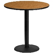 42'' Round Natural Laminate Table Top with 24'' Round Bar Height Table Base, XU-RD-42-NATTB-TR24B-GG
