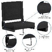 Grandstand Comfort Seats by Flash with Ultra-Padded Seat in Black, XU-STA-BK-GG