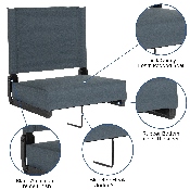 Grandstand Comfort Seats by Flash with Ultra-Padded Seat in Dark Blue, XU-STA-DKBL-GG
