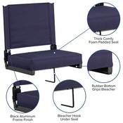 Grandstand Comfort Seats by Flash with Ultra-Padded Seat in Navy, XU-STA-NVY-GG