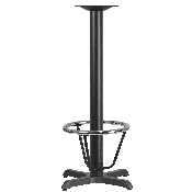 22'' x 22'' Restaurant Table X-Base with 3'' Dia. Bar Height Column and Foot Ring, XU-T2222-BAR-3CFR-GG