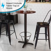 22'' x 22'' Restaurant Table X-Base with 3'' Dia. Bar Height Column and Foot Ring, XU-T2222-BAR-3CFR-GG
