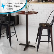 22'' x 22'' Restaurant Table X-Base with 3'' Dia. Bar Height Column, XU-T2222-BAR-GG