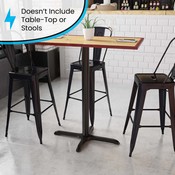 23.5'' x 29.5'' Restaurant Table X-Base with 3'' Dia. Bar Height Column, XU-T2230-BAR-GG