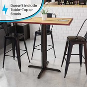 33'' x 33'' Restaurant Table X-Base with 4'' Dia. Bar Height Column, XU-T3333-BAR-GG