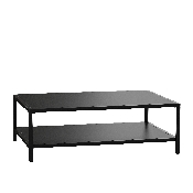 Outdoor 2 Tier Patio Coffee Table Commercial Grade Black Coffee Table for Deck, Porch, or Poolside - Steel Square Leg Frame, XU-T6R60USO-2T-BK-GG