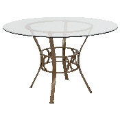 Carlisle 48'' Round Glass Dining Table with Matte Gold Metal Frame, XU-TBG-1-GG