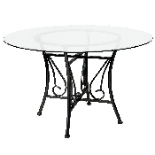 Princeton 48'' Round Glass Dining Table with Black Metal Frame, XU-TBG-16-GG